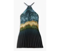 Swift pleated tie-dyed crepe top - Blue