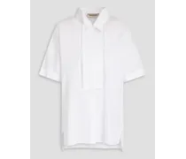 Organza-trimmed cotton-poplin shirt - White
