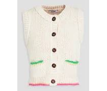 90s cropped cotton cardigan - White