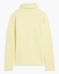 LAPOINTE Ribbed cashmere and silk-blend turtleneck sweater - Yellow Yellow