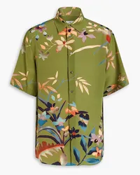 Etro Floral-print silk crepe de chine shirt - Green Green