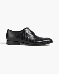 Emporio Armani Croc-effect leather oxford shoes - Black Black