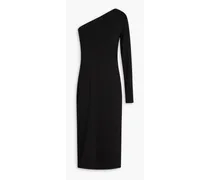 One-sleeve metallic jersey midi dress - Black