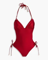 Zimmermann Cutout halterneck swimsuit - Red Red