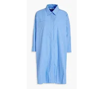 Crinkled cotton-blend poplin shirt - Blue