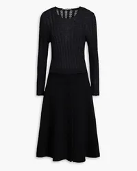 Dolce & Gabbana Ribbed and crochet-knit cashmere-blend midi dress - Black Black