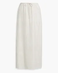 ATM Striped silk-crepe midi skirt - White White