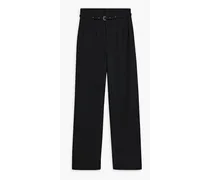 Belted grain de poudre straight-leg pants - Black