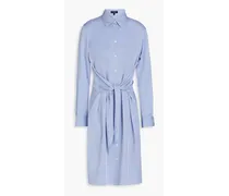Tie-detailed silk-satin shirt dress - Blue
