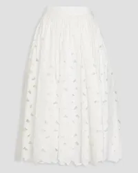 RED Valentino Embroidered cotton-blend poplin midi skirt - White White