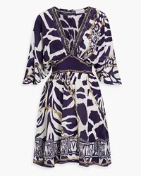 Camilla Crystal-embellished printed silk-crepe mini dress - Purple Purple