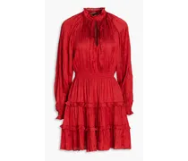 Ruffled satin mini dress - Red