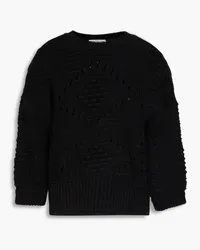 Autumn Cashmere Pointelle-knit cotton sweater - Black Black