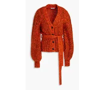Belted brushed alpaca-blend cardigan - Orange