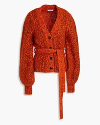 Ganni Belted brushed alpaca-blend cardigan - Orange Orange