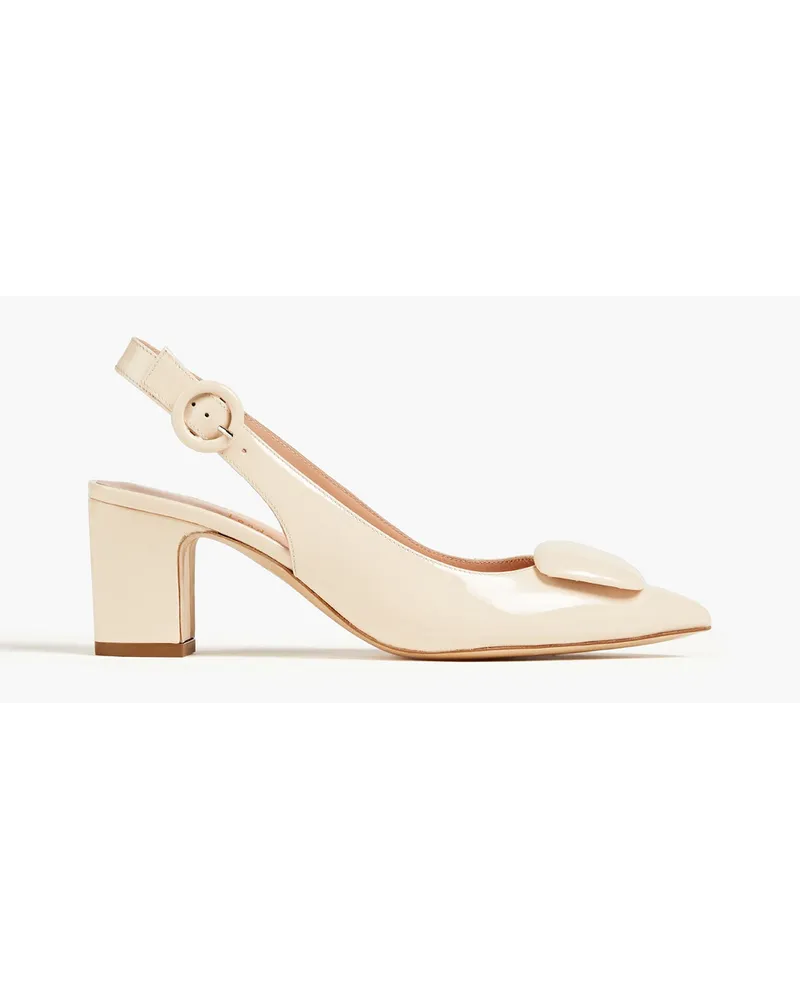 Rupert Sanderson Embellished patent-leather slingback pumps - Neutral Neutral