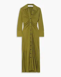 Proenza Schouler Clara ruched crepe-jersey midi shirt dress - Green Green