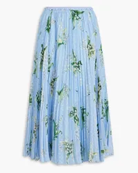 RED Valentino Pleated floral-print fil coupé georgette midi skirt - Blue Blue