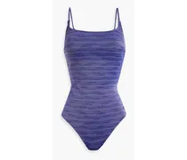 Metallic stretch-jacquard swimsuit - Blue