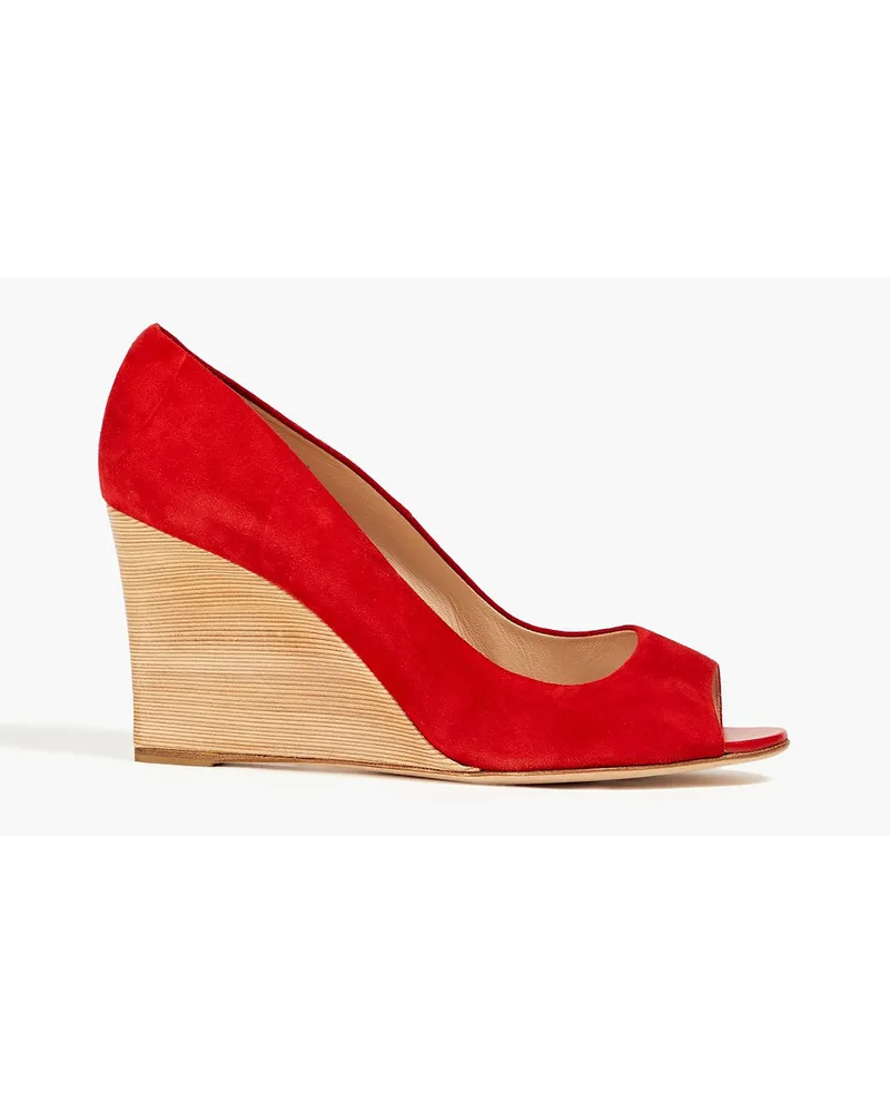 Suede wedge pumps - Red