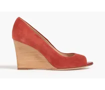 Suede wedge pumps - Red