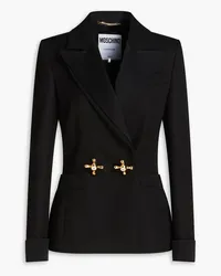 Moschino Double-breasted satin-trimmed wool-twill blazer - Black Black