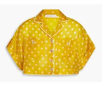 Cropped polka-dot ramie shirt - Yellow