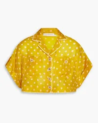 Zimmermann Cropped polka-dot ramie shirt - Yellow Yellow