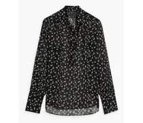 Colleen floral-print silk-chiffon blouse - Black