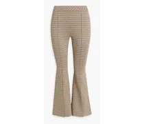 Cropped checked knitted flared pants - Yellow