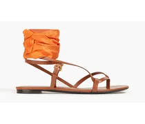 Silk and leather sandals - Brown