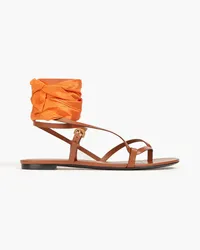 Valentino Garavani Silk and leather sandals - Brown Brown