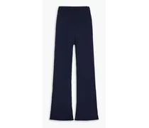 Crochet-knit cotton-blend wide-leg pants - Blue