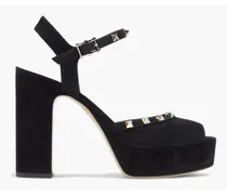 Rockstud suede platform sandals - Black