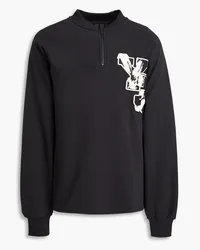 Y-3 Embroidered French cotton-terry half-zip sweatshirt - Black Black