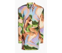 Sofie wrap-effect printed cotton mini shirt dress - Multicolor