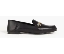 Adelia chain-embellished leather loafers - Black