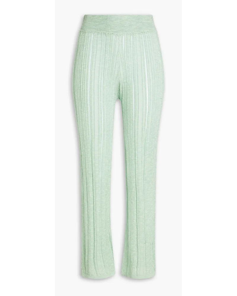 Cult Gaia Laurel ribbed-knit straight-leg pants - Green Green