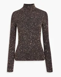 Proenza Schouler Cutout sequined crochet-knit turtleneck sweater - Brown Brown