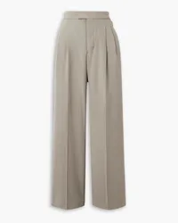 AMI Paris Pleated crepe wide-leg pants - Neutral Neutral