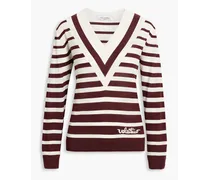 Embroidered striped wool sweater - Purple