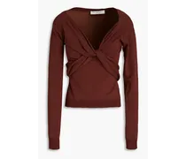 Twist-front cotton sweater - Brown