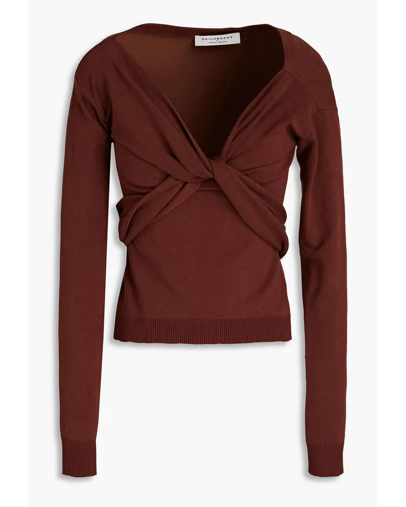 Philosophy Di Lorenzo Serafini Twist-front cotton sweater - Brown Brown