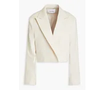 Clean cropped linen-blend twill blazer - Neutral