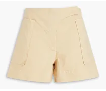 Embroidered stretch-cotton shorts - Neutral
