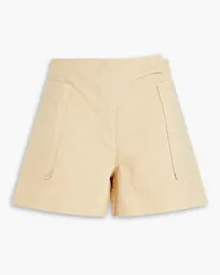 Ganni Embroidered stretch-cotton shorts - Neutral Neutral