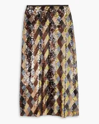 RIXO Kelly sequined chiffon midi skirt - Metallic Metallic