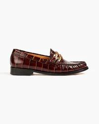 Sandro Chain-embellished croc-effect leather loafers - Brown Brown