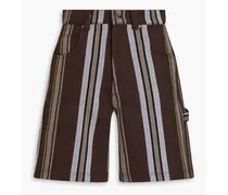 Panini striped cotton-blend twill shorts - Brown