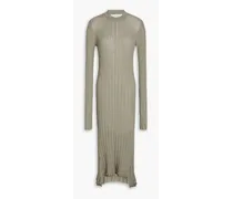 Ribbed cotton-blend midi dress - Neutral